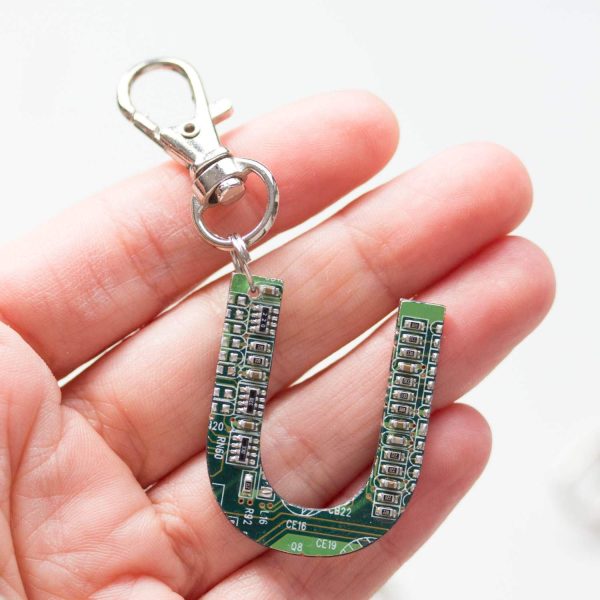 Custom initial keychain made of circuit board Discount