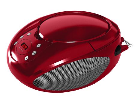 Supersonic Portable CD Player with AUX Input and AM FM Radio in Red Online now