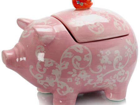 Urban Market Life on The Farm Durastone Pig Shape Cookie Jar in Pink Cheap