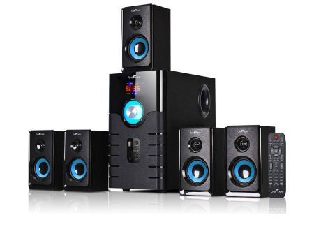 beFree Sound 5.1 Channel Bluetooth Surround Sound Speaker System in Blue Fashion