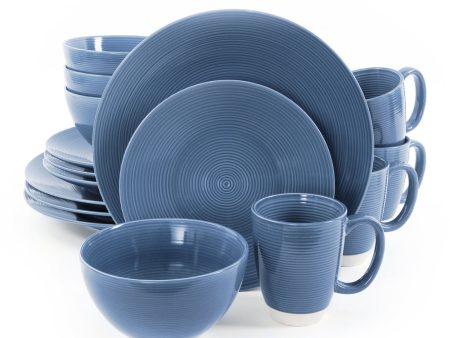 Gibson Rowland 16 Piece Stoneware Round Dinnerware Set in Blue Fashion