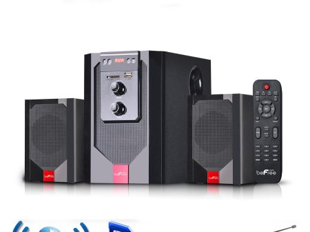 beFree Sound 2.1 Channel Surround Sound Bluetooth Speaker System in Red Supply