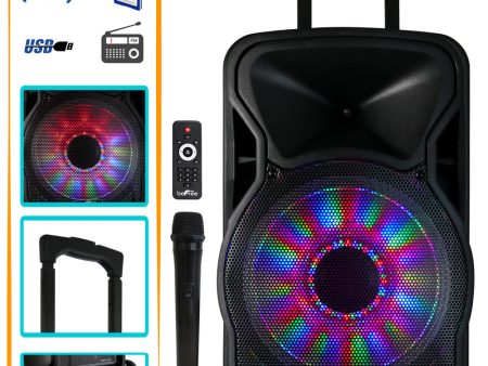 beFree Sound 12 Inch 2500 Watt Bluetooth Rechargeable Portable Party PA Speaker with Illuminating Lights Online