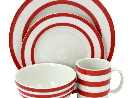 Just Dine Bistro Edge 16- Piece Dinnerware Set in Red Online