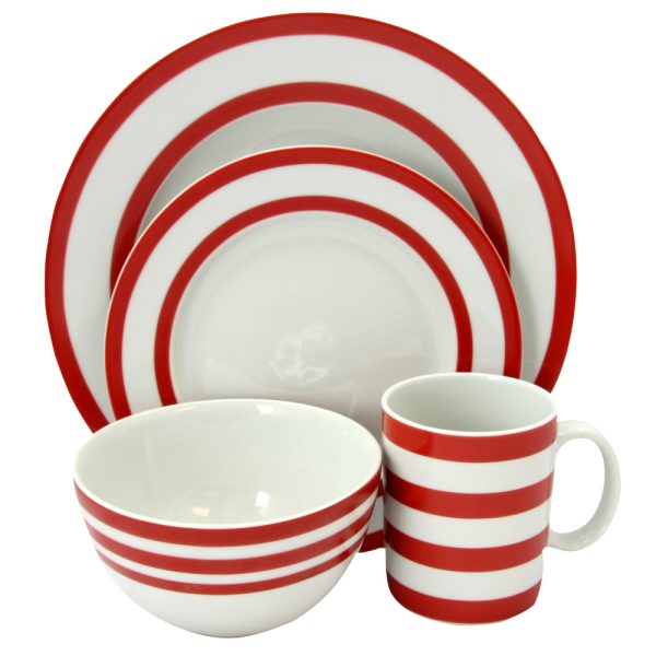 Just Dine Bistro Edge 16- Piece Dinnerware Set in Red Online