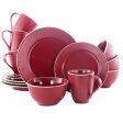 Gibson Lilith 16 Piece Stoneware Dinnerware Set- Red Online