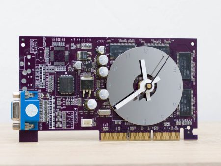 Desk clock - Recycled slim graphics card clock, unique office clock, purple circuit board Hot on Sale