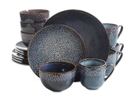 Gibson Elite Matisse 16-Piece Double Bowl Dinnerware Set, Cobalt on Sale