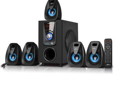 beFree Sound 5.1 Channel Bluetooth Surround Sound Speaker System in Blue on Sale