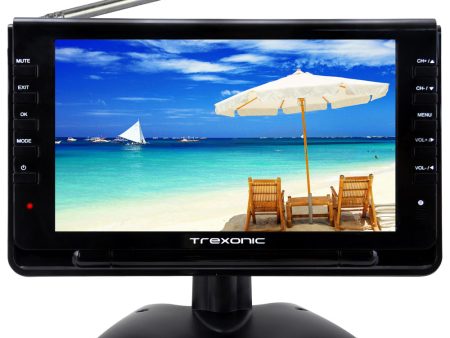 Trexonic Ultra Lightweight Rechargeable Widescreen 9  Portable LCD TV with SD, USB, Headphone Jack, Dual AV Inputs and Detachable Antenna For Cheap