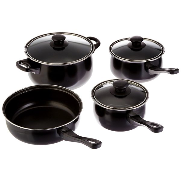 Gibson Home Chef Du Jour 7 Piece Carbon Steel Nonstick Cookware Set in Black Sale