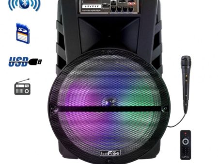 beFree Sound 15 Inch Bluetooth Portable Rechargeable Party Speaker with LED Lights Online