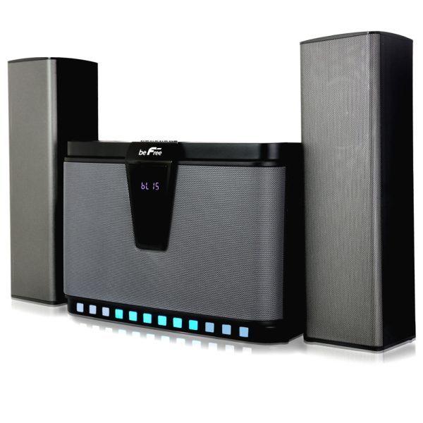 BeFree Sound 2.1 Bluetooth Channel Multimedia Wired Speaker System With Sound Reactive LED lights, Remote Control and Digital Display Online Hot Sale