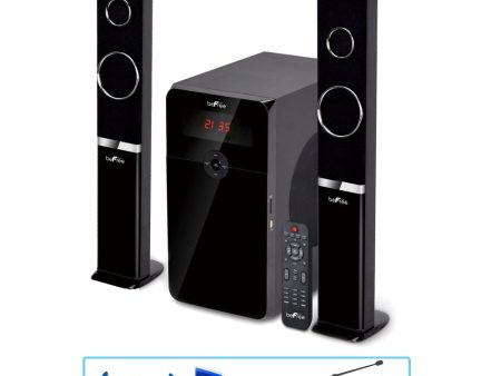 beFree Sound Bluetooth 2.1 Channel Multimedia Wired Speaker Shelf System with SD and USB Input Cheap