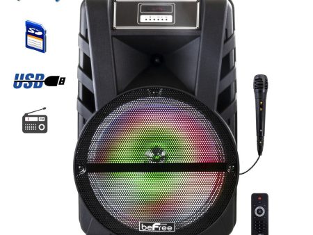 beFree Sound 12 Inch Bluetooth Rechargeable Portable PA Party Speaker with Reactive LED Lights Discount