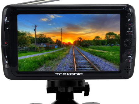 Trexonic Portable Ultra Lightweight Rechargeable Widescreen 7  LED TV with SD, USB, Headphone Jack, Dual AV Inputs and Detachable Antenna For Sale