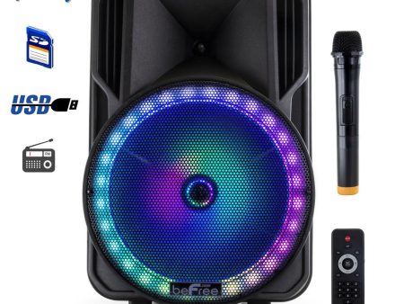 beFree Sound 12 Inch Bluetooth Rechargeable Portable PA Party Speaker with Reactive LED Lights Sale