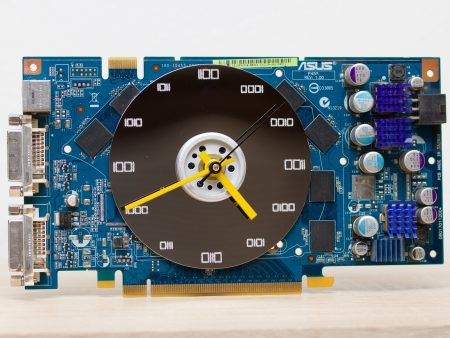 Desk clock - Recycled graphics card clock, unique office clock, blue circuit board Supply