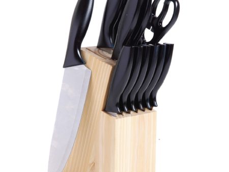 Gibson Helston 14pc Stainless Steel Cutlery Set With Pine Wood Block For Cheap