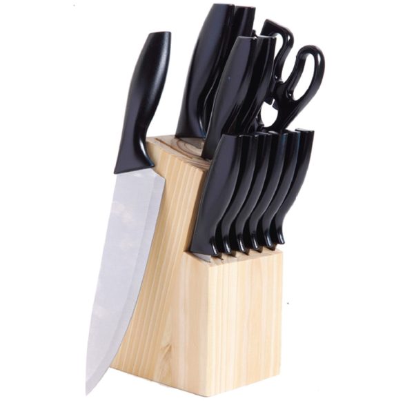 Gibson Helston 14pc Stainless Steel Cutlery Set With Pine Wood Block For Cheap