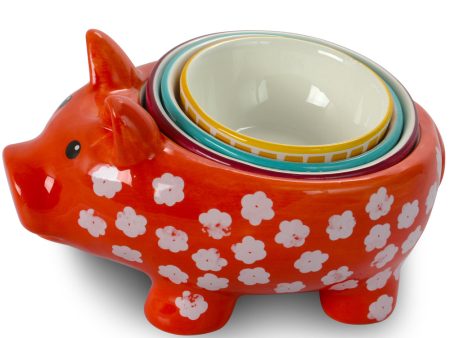 Urban Market Life on the Farm 4 Piece Durastone Figural Pig Measuring Cup Set in Assorted Colors Online Hot Sale