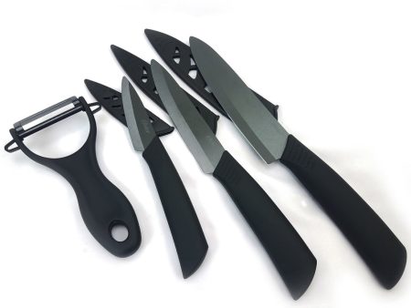 Ostead 4 Piece Ceramic Cutlery Knife Set in Black Cheap