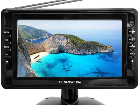 Trexonic Ultra Lightweight Rechargeable Widescreen 10  Portable LCD TV with SD, USB, Headphone Jack, AV Inputs and Detachable Antenna Supply