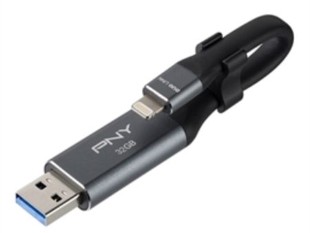 PNY Removable Storage P-FDI32GLA02GC-RB 32GB DUO LINK USB 3.0 OTG Flash Drive for iOS Retail on Sale