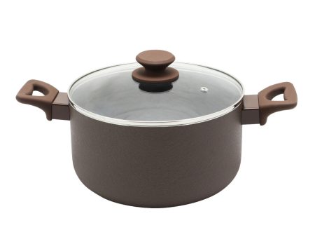 Oster Ashford 6 Quart Aluminum Dutch Oven with Tempered Glass Lid in Brown Online now