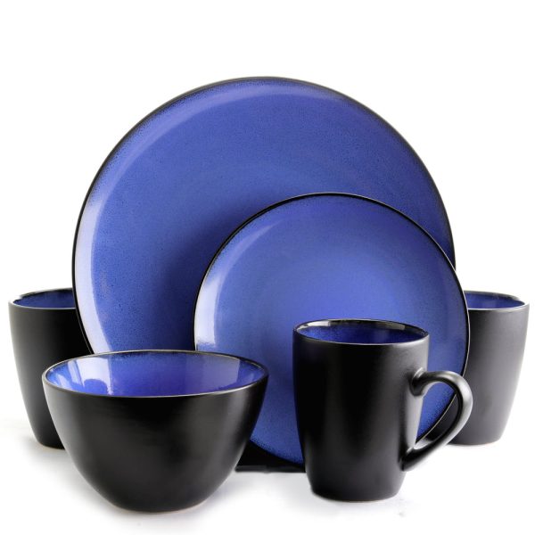 Gibson Elite Soho Lounge Round 16-Piece Dinnerware Set, Blue Cheap