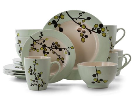 Elama Retro Bloom 16 Piece Luxurious Stoneware Dinnerware with Complete Setting for 4 Supply