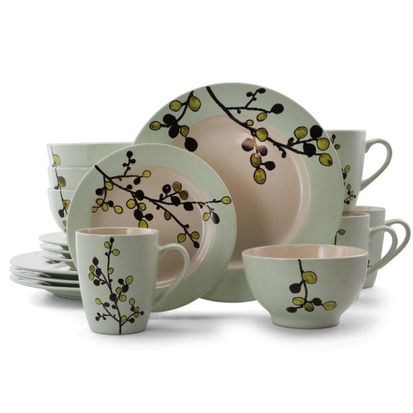 Elama Retro Bloom 16 Piece Luxurious Stoneware Dinnerware with Complete Setting for 4 Supply