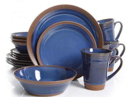 Gibson Elite Brynn 16 Piece Stoneware Dinnerware Set in Blue Fashion