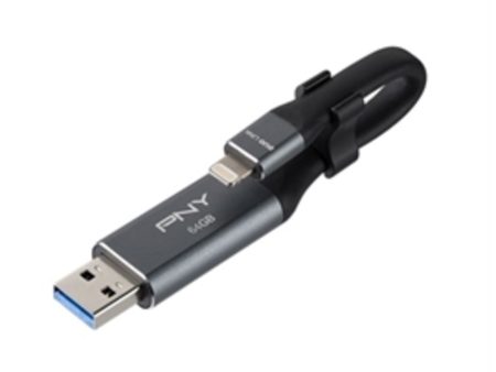 PNY Removable Storage P-FDI64GLA02GC-RB 64GB DUO LINK USB 3.0 OTG Flash Drive for iOS Retail Online Sale