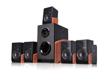 beFree Sound 5.1 Channel Bluetooth Surround Sound Speaker System in Wood Online now