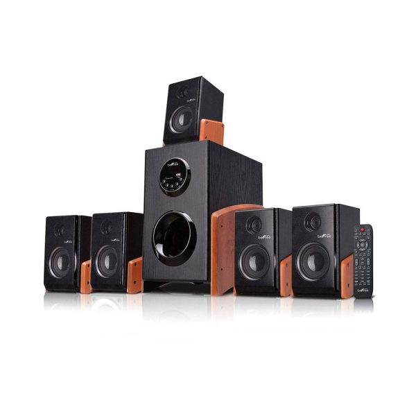 beFree Sound 5.1 Channel Bluetooth Surround Sound Speaker System in Wood Online now