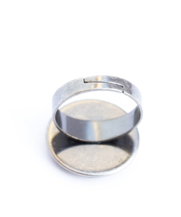 Round ring, 18 mm, gun metal, adjustable, resin on Sale