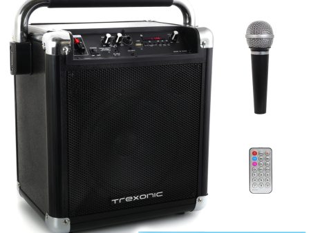 Trexonic Wireless Portable Party Speaker with USB Recording, FM Radio and amp; Microphone, Black on Sale