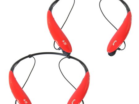 2PC SetSports Bluetooth Headphones in Red on Sale