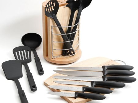 Gibson Home Scranton 14-Piece Stainless Steel Cutlery and Tool Combo Set with Wood Block For Discount