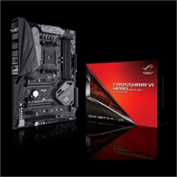 Asus Motherboard ROG CROSSHAIR VI HERO WIFI AC AMD DDR4 3200MHz M.2 USB 3.1 ATX X370 802.11ac WI-FI Gaming motherboard with Aura Sync RGB LEDs front-panel connector and type-A C Retail on Sale