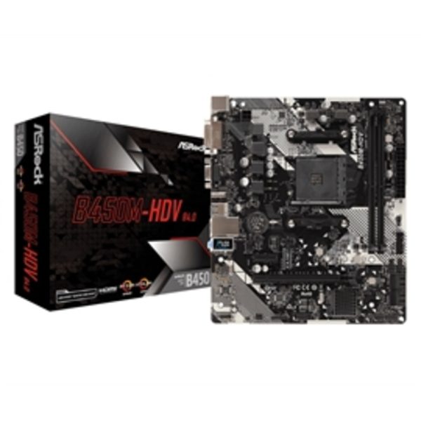 ASRock Motherboard B450M-HDV R4.0 AMD AM4 B450 Max32GB DDR4 PCIE Micro ATX Windows 10 Retail Online Sale