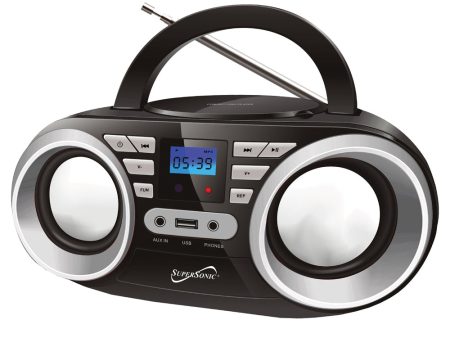 Supersonic Portable Audio System-Black MP3 CDPlayer in Black Supply