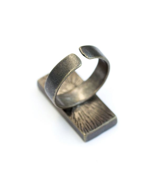 Rectangular ring, antiqued metal, adjustable, no resin Online Hot Sale