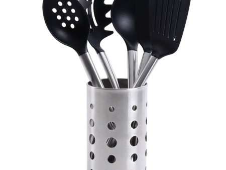 Wrexham 5-Piece Tools with Stainless Steel Holder, Black Silver Online Sale