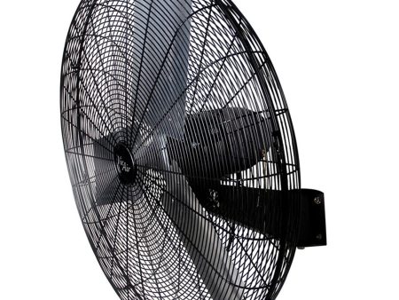 The Vie Air 30 Inch Tilting Wall Mountable Heavy Duty Commercial Strength Oscillating Fan with 3 Speed Motor in Black For Sale