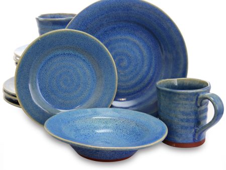 Gibson Elite Mariani 16 Piece Round Stoneware Dinnerware Set in Blue Online Sale