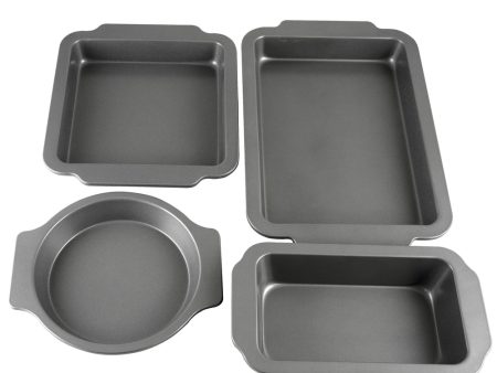 Oster Baking Shop 4 Piece Carbon Steel Nonstick Bakeware Set in Grey Sale