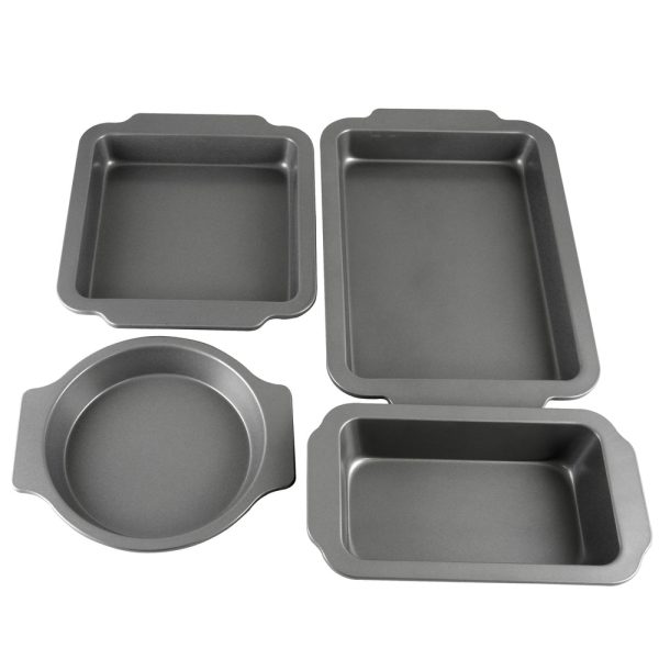 Oster Baking Shop 4 Piece Carbon Steel Nonstick Bakeware Set in Grey Sale