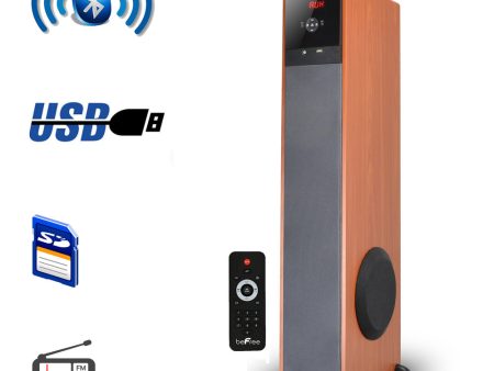 beFree Sound Bluetooth Tower Speaker - Wood Sale